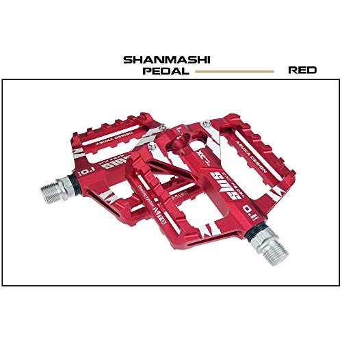 Mountain Bike Pedal : Pedals Mountain Bike Pedals 1 Pair Aluminum Alloy Antiskid Durable Bike Pedals Surface For Road Bike 6 Colors (Color : Red)