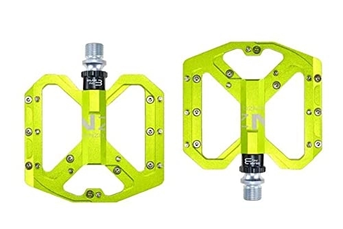Mountain Bike Pedal : Pedals Mountain Non-Slip Bike Pedals Platform Bicycle Flat Alloy Pedals 9 / 16" 3 Bearings For Road MTB Bikes Bicycle Pedals (Color : Green)