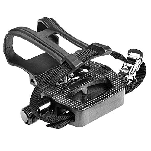 Mountain Bike Pedal : PEFCVR Bicycle pedals with straps, universal platform pedals, fitness bikes, rotating bicycles, aluminum alloy bicycle pedals, for fixed gear mountain bikes, thread diameter 20mm