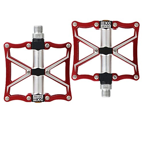 Mountain Bike Pedal : Peggy Gu Cycling Equipment Accessories Bicycle Pedal Bearing Palin Mountain Bike Pedals Non-slip Pedal Light Weight and Thin Platform (Color : Red)