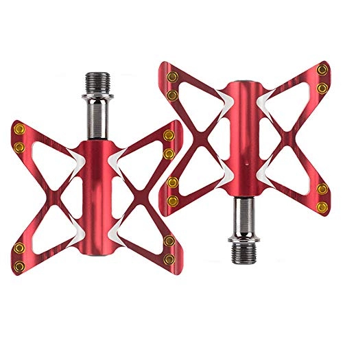 Mountain Bike Pedal : Peggy Gu Mountain Bike Scooter MTB Injection Magnesium Alloy Cr-Mo CNC Machining 9 / 16 Inch Threaded Spindle, 2 Super Precision Bearings Light Weight and Thin Platform (Color : Red)