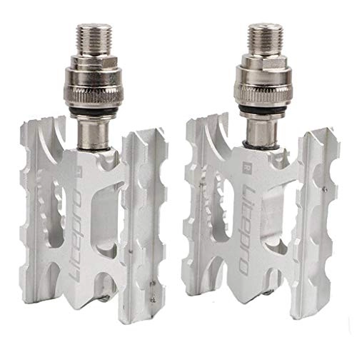Mountain Bike Pedal : Perfeclan Bicycle Pedals, 9 / 16" Bike Pedals Aluminum Alloy Pedal Lightweight CNC Sealed Bearing Platform Pedals for Mountain Road Folding Bicycle Bike - Silver