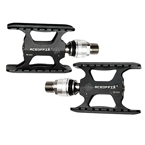 Mountain Bike Pedal : Perfeclan Flat Pedals for Brompton Folding Bike, Bicycle Pedals Aluminum Alloy with Quick Release and Waterproof, Cycling Bike Pedals for Mountain Road Bikes - Black