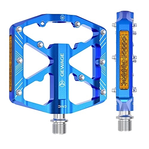 Mountain Bike Pedal : Perfeclan Road Bike Pedals 3 Sealed Bearing Mountain Bicycle Flat Pedals Lightweight Aluminum Alloy Wide Platform Cycling Pedal for BMX / MTB, Platform Pedal, Blue