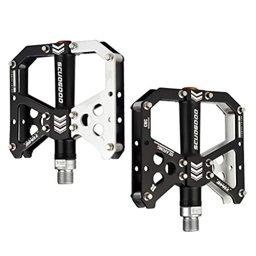 Mountain Bike Pedal : perfk Mountain Bike Pedals Aluminum Road Bicycle Bearings Pedals with Anti-Skid Surface, 9 / 16 Inch Lightweight, Abrasion Resistant - Silver