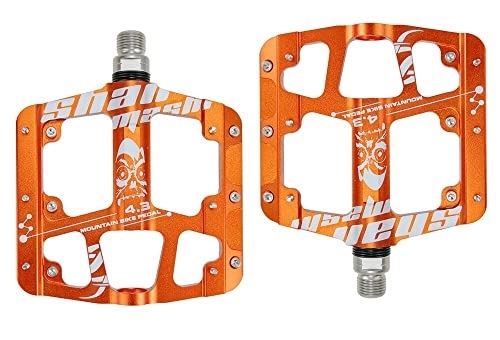 Mountain Bike Pedal : Peri Vallon 1 pair Ultra-light and ultra-thin 3 Bearings Non-slip Pedals Aluminum alloy Mountain Bike MTB Anodizing Road Bicycle Pedal (Color : Orange)