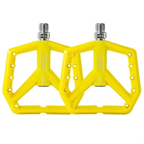 Mountain Bike Pedal : PETSTIBLE 2Pcs Mountain Bike Pedals Bicycle Nylon Pedals, 125 * 112 * 18mm Bicycle Widened Non-slip Pedals(Fluorescent yellow)