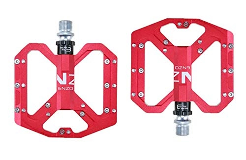 Mountain Bike Pedal : Piore Flat foot Ultralight Mountain Bike Pedals MTB CNC Aluminum Alloy Sealed 3 Bearing Anti-slip Bicycle Pedals Bicycle Parts, Red