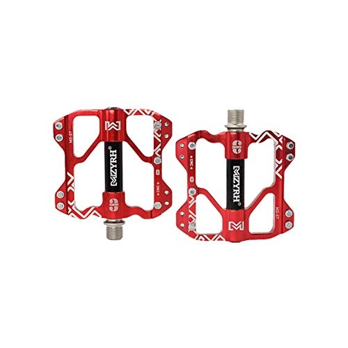 Mountain Bike Pedal : Piore New 1 Pair Bike Pedals Mountain Road Bicycle Flat Platform MTB Cycling Aluminum Alloy, Red