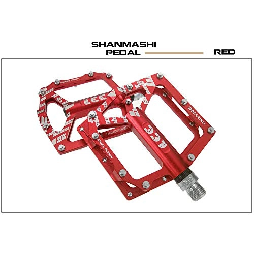 Mountain Bike Pedal : PN-Braes Bicycle Pedal Outdoor Fashion Mountain Bike Pedals 1 Pair Aluminum Alloy Antiskid Durable Bike Pedals Surface For Road BMX MTB Bike 4 Colors (SMS-337) Durable Pedal (Color : Red)