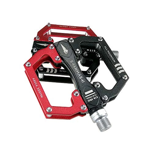 Mountain Bike Pedal : PN-Braes Bicycle Pedal Outdoor Fashion Mountain Bike Pedals 1 Pair Aluminum Alloy Antiskid Durable Bike Pedals Surface For Road BMX MTB Bike 4 Colors (SMS-CA150) Durable Pedal (Color : Red)