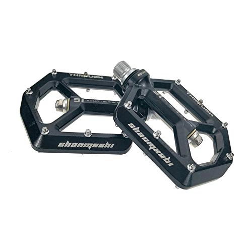 Mountain Bike Pedal : PN-Braes Bicycle Pedal Outdoor Fashion Mountain Bike Pedals 1 Pair Aluminum Alloy Antiskid Durable Bike Pedals Surface For Road BMX MTB Bike 6 Colors (SMS-31) Durable Pedal (Color : Black)