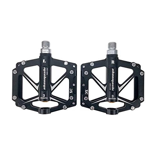 Mountain Bike Pedal : PN-Braes Bicycle Pedal Outdoor Fashion Mountain Bike Pedals 1 Pair Aluminum Alloy Antiskid Durable Bike Pedals Surface For Road BMX MTB Bike 6 Colors (SMS-338) Durable Pedal (Color : Black)