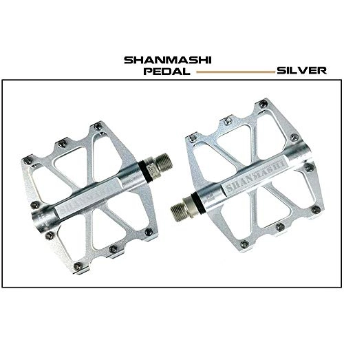 Mountain Bike Pedal : PN-Braes Bicycle Pedal Outdoor Fashion Mountain Bike Pedals 1 Pair Aluminum Alloy Antiskid Durable Bike Pedals Surface For Road BMX MTB Bike 6 Colors (SMS-418) Durable Pedal (Color : Silver)