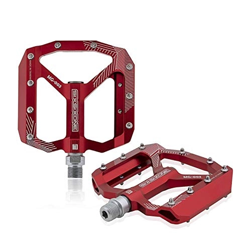 Mountain Bike Pedal : PPLAS Aluminum alloy mountain bike pedal, pedal MTB, one pair 345g (Color : Red)