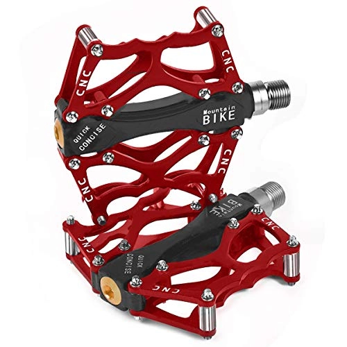 Mountain Bike Pedal : Prodigen Mountain Bike Pedals, Ultra Strong Colorful CNC Machined 9 / 16" Cycling Sealed 3 Bearing Pedals-Red