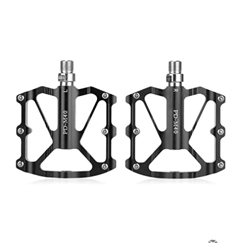 Mountain Bike Pedal : Professional pedals Stylish pedals Non-slip pedals Mountain Aluminum MTB / BMX With 12 Anti-Skid Pins Road Bike Lightweight Aluminum Platform DU+Sealed Bearing 9 / 16'' For Travel Cycle- (Color : Black,