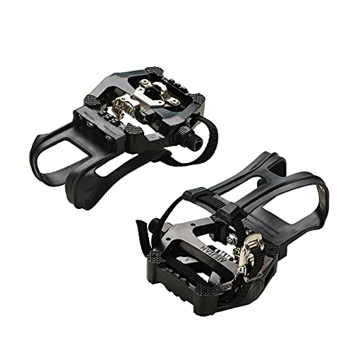 Mountain Bike Pedal : PROVO Spin Bike SPD Pedals - Hybrid Pedal with Toe Clip and Straps, Suitable for Spin Bike, Indoor Exercise Bikes and All Indoor Bike with 9 / 16" axles