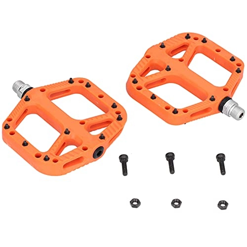 Mountain Bike Pedal : Pwshymi Cycling Pedal Bicycle Reinforced Nylon Widen Comfortable High Speed Bearing Pedal Bicycle Accessories for Bike Bicycle MTB(Orange)