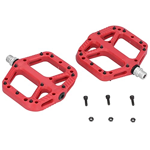 Mountain Bike Pedal : Pwshymi Cycling Pedal Bicycle Reinforced Nylon Widen Comfortable High Speed Bearing Pedal Bicycle Accessories for Bike Bicycle MTB(Red)