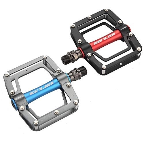 Mountain Bike Pedal : Pwshymi GUB 1 Pair Bicycle Pedal Aluminum Alloy Flat Cycling Pedals for Mountain Bikes Accessory(Blackred)