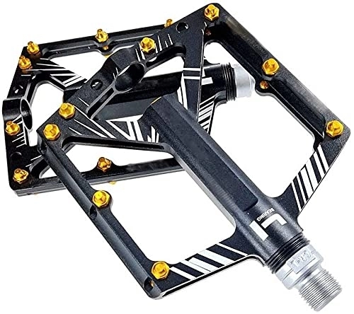Mountain Bike Pedal : QIANMEI wide pedals 4 Sealed Bearings Mountain Bike Pedals|Lightweight MTB Road Bicycle Pedals with Anti-Slip Axle, 9 / 16 Inch