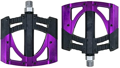 Mountain Bike Pedal : QIANMEI wide pedals Bicycle pedals mountain bike|Non-Slip Trekking Aluminum Pedals with 3 Sealed Bearings|For All Types Of Bicycles (Color : Purple)