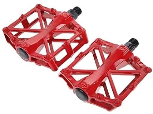 Mountain Bike Pedal : QIANMEI wide pedals Mountain bike pedals|9 / 16" Thread Parts|Lightweight MTB Road Bicycle Pedals for Spin Bike, Exercise Bike, Road Bike (Color : Red)