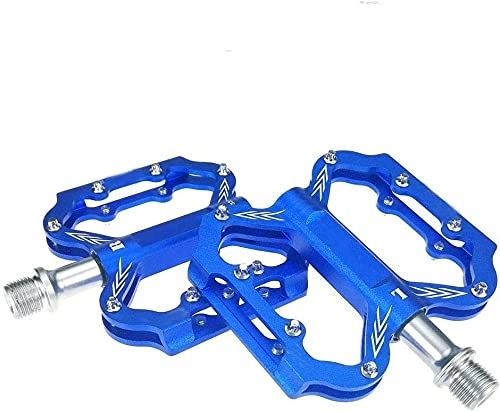 Mountain Bike Pedal : QIANMEI wide pedals Mountain bike pedals|MTB Road Bicycle Pedals Aluminum Alloy Platform with 3 Sealed Bearers|Anti-Slip Trekking Pedals (Color : Blue)