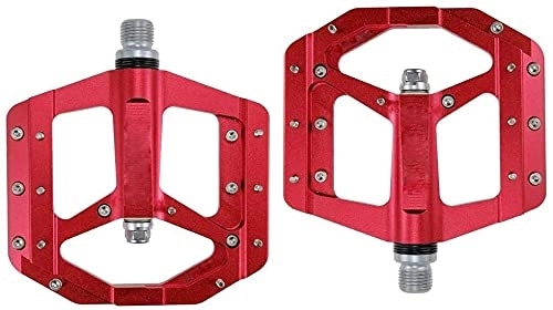 Mountain Bike Pedal : QIANMEI wide pedals Mountain Bike Pedals| Trekking Pedals bike pedals with Axis Diameter 9 / 16 Inch|For Exercise Bike Outdoor Bicycles (Color : Red)