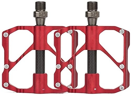 Mountain Bike Pedal : QIANMEI wide pedals MTB Aluminum Alloy Pedals|mountain bike pedals with 3 Bearings Metal Pedals| 9 / 16 Inch, for Bicycle Mountain Bike Racing (Color : Red)