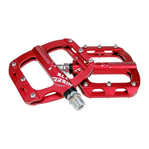 Mountain Bike Pedal : Qichengdian Bicycle pedal Mountain Bike Pedal 1 Pair Of Aluminum Alloy Non-slip Durable Pedal Surface Road 7 Colors Mountain bike pedal (Color : Red)