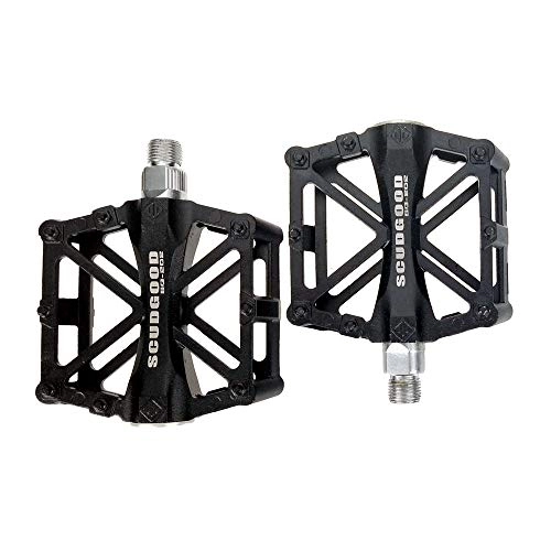 Mountain Bike Pedal : Qichengdian Bicycle pedal Mountain Bike Pedals 1 Pair Aluminum Alloy Antiskid Durable Bike Pedals Surface For Road BMX MTB Bike Mountain bike pedal (Color : Black)