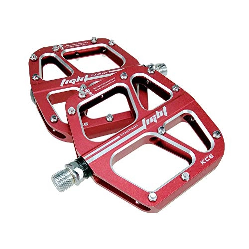 Mountain Bike Pedal : QiHaoHeji Bicycle Pedal Aluminum Bicycle Pedal Durable Skid Applicable To Fixed Gear 1 Of 6 Colors Folding Bicycle Road Off-road Bicycle Pedal (Color : Red)