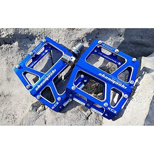 Mountain Bike Pedal : QiHaoHeji Bicycle Pedal Mountain Bike Pedal 1 Pair Of Aluminum Alloy Non-slip Durable Pedal Surface Road 6 Colors Off-road Bicycle Pedal (Color : Blue)