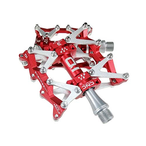 Mountain Bike Pedal : QiHaoHeji Bicycle Pedal Mountain Bike Pedal Good Grip One Pair Of Aluminum Alloy Durable Anti-skid Surface Of The Road Pedal 5 Color Off-road Bicycle Pedal (Color : Red)