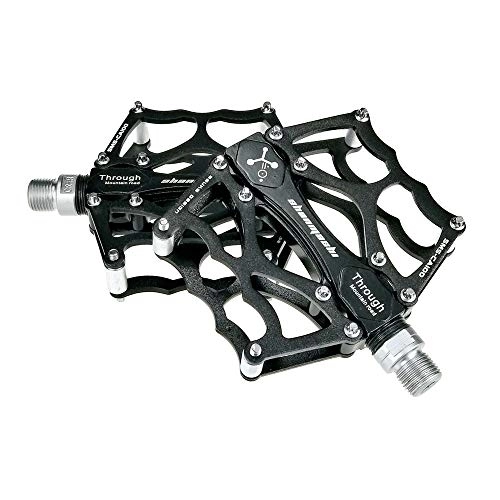 Mountain Bike Pedal : QiHaoHeji Bicycle Pedal Mountain Bike Pedals 1 Pair Aluminum Alloy Antiskid Durable Bike Pedals Surface For Road BMX MTB Bike 8 Colors Off-road Bicycle Pedal (Color : Black)