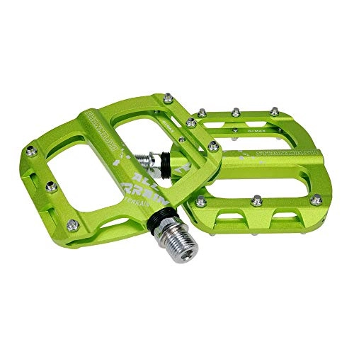 Mountain Bike Pedal : QiHaoHeji Bicycle Pedal One Pair Of Non-slip Surface Of The Road And Durable Aluminum Mountain Bike Pedal Pedal More Stable Off-road Bicycle Pedal (Color : Green)