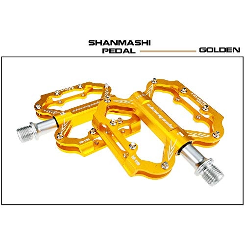 Mountain Bike Pedal : QiHaoHeji Bicycle Pedal Riding A Mountain Bike Pedal 1 Is More Stable Non-slip And Durable Aluminum Alloy Pedals Allow You To Climb In The Rain Or When Off-road Bicycle Pedal (Color : Gold)