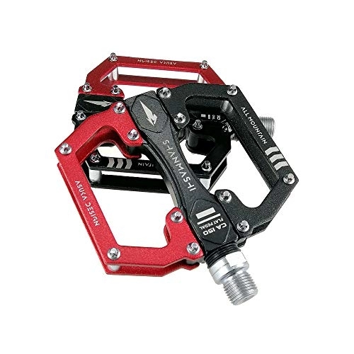 Mountain Bike Pedal : QinWenYan Bike Pedals Durable Skid Mountain Bicycle Pedal Bicycle Pedal One Pair Of Aluminum MTB BMX Bicycle Road Color 4 (Color : Red)