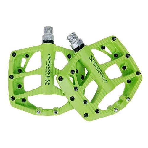 Mountain Bike Pedal : QinWenYan Bike Pedals Mountain Bicycle Pedal Aluminum Alloy Durable Seal Bearing Skid Comfortable Bicycle Pedal Depression (Color : Green)