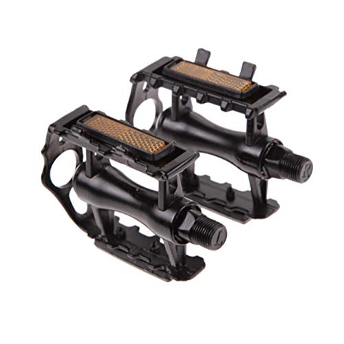 Mountain Bike Pedal : qjbh1 Mountain Bike Pedals Mountain Road Bike Parts Pedal Bicycle Hollow Flat Cage Pedals (Color : Black)