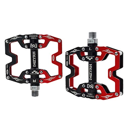 Mountain Bike Pedal : QJKai Mountain Bike Pedals, CNC Machined Aluminum Alloy Body 3 Bearing Composite 9 / 16 Bicycle Pedals High-Strength Non-Slip Surface For Road BMX MTB Fixie Bikes Flat Bike (Color : A)