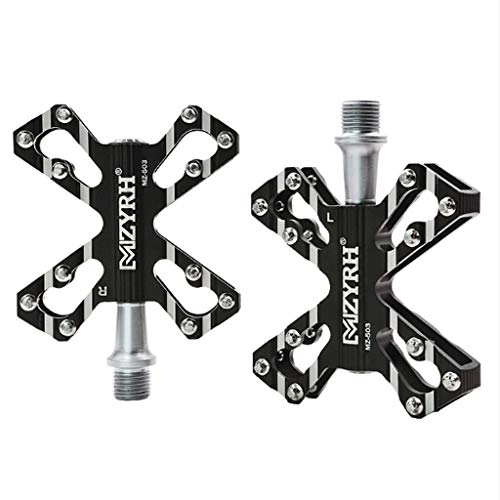 Mountain Bike Pedal : QJKai Mountain Bike Pedals, Non-Slip Aluminum Alloy Flat Platform Bicycle Pedals With Sealed Bearings 9 / 16" Thread Spindle For Road Mountain BMX MTB Bike