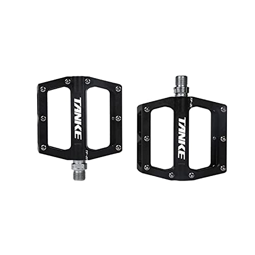 Mountain Bike Pedal : QSCTYG Bike Pedals Bicycle Pedals Ultralight Aluminum Alloy Colorful Hollow Anti-skid Bearing Mountain Bike Accessories MTB Foot Pedals bicycle pedal (Color : BLACK A pair)