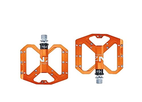 Mountain Bike Pedal : QSCTYG Bike Pedals Mountain Non-Slip Bike Pedals Platform Bicycle Flat Alloy Pedals 9 / 16" 3 Bearings For Road MTB Fixie Bikes bicycle pedal (Color : Orange)