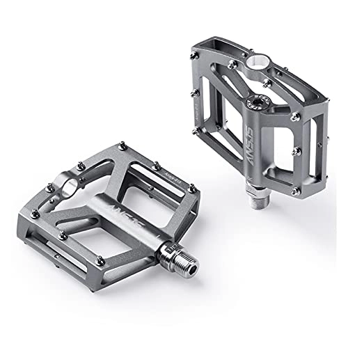 Mountain Bike Pedal : QSCTYG Bike Pedals Sealed Bearing Mountain Bike Pedals Platform Bicycle Flat Alloy Pedals 9 / 16" Pedals Non-Slip Alloy Flat Pedals bicycle pedal (Color : A015 Titanium)