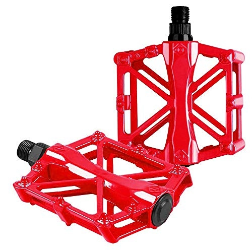 Mountain Bike Pedal : QSWL Bicycle Pedal, MTB Mountain Cycling Aluminum Alloy Ultralight Bike Pedals Mountain Road Bicycle Flat Pedal, Red
