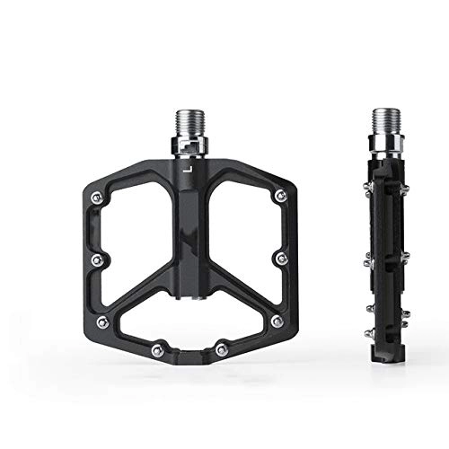 Mountain Bike Pedal : QSWL Bike Pedals, 3 Bearings Mountain Platform Bicycle Flat Alloy Pedals 9 / 16" Pedals Non-Slip Alloy Flat Pedals, Black