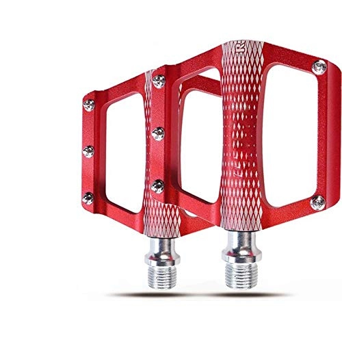 Mountain Bike Pedal : QSWL Bike Pedals Non-Slip Aluminum Alloy Bicycle Platform Flat Pedals for Road Mountain BMX MTB, Red